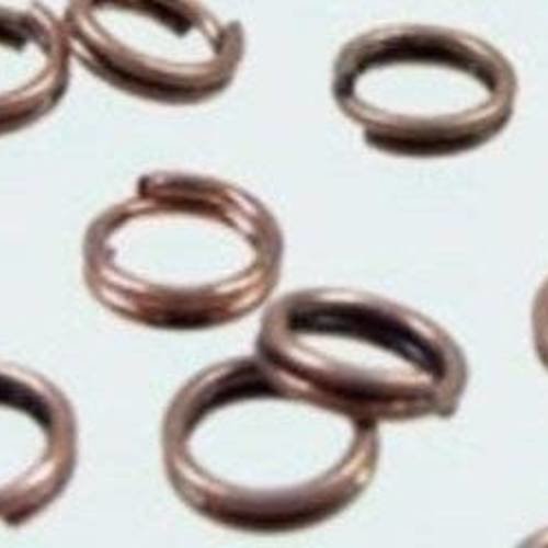 50 anneaux double en métal 7 mm couleur cuivre - iron double loops jump rings split ring