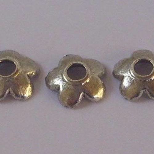 50 calottes en métal argenté 6 mm - beads caps