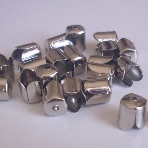 100 calottes en métal argenté 8x6.5 mm - beads caps