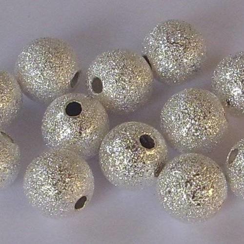 10 perles en métal dépoli 8 mm