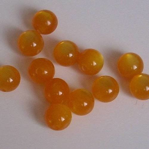 20 perles &quot;oeil de chat&quot; 8 mm - orange