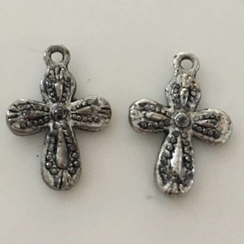 2 pendentifs/breloques croix metal argenté