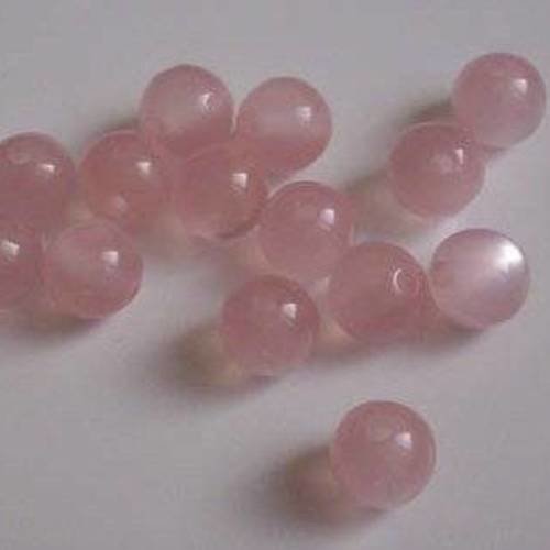 20 perles &quot;oeil de chat&quot; 8 mm - rose