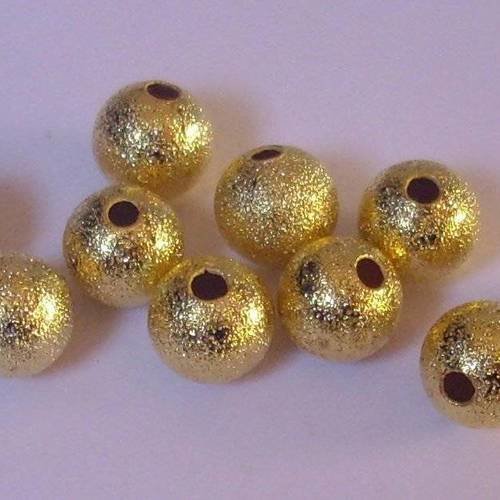 50 perles en métal dépoli 8 mm dorées