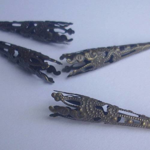 50 grandes calottes filigrane bronze 41x8 mm - beads caps