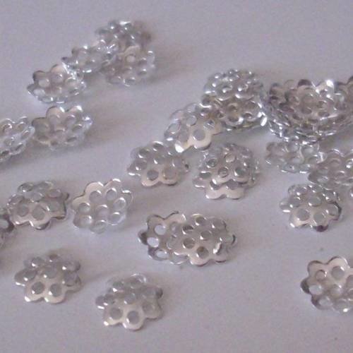 100 calottes argentées 6 mm - beads caps