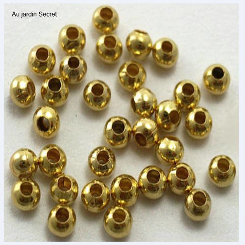 100 perles en métal intercalaire dorées 3 mm - spacer bead
