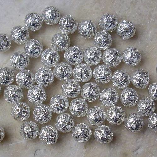 50 perles filigranes 4 mm