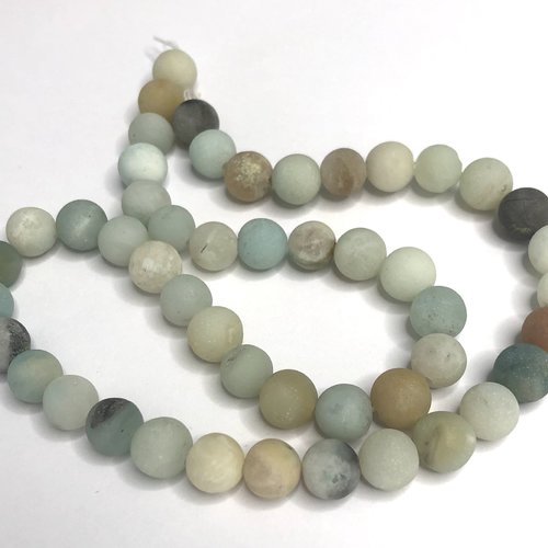 Perles rondes givrées amazonite (x45 perles) 8mm