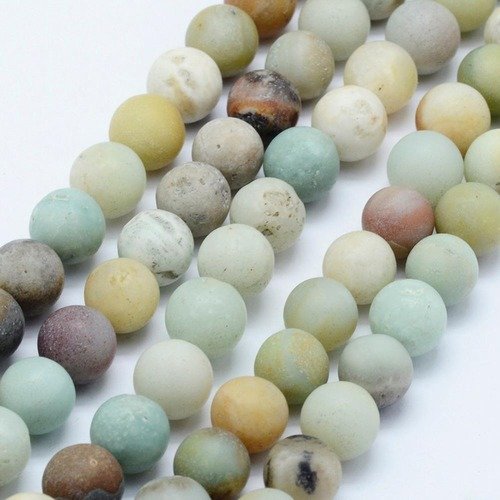 Perles rondes givrées amazonite (x20 perles) 6mm