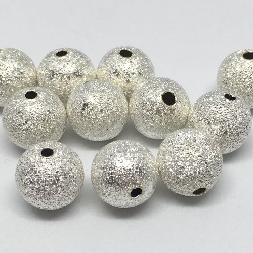 10 perles en métal dépoli 10 mm