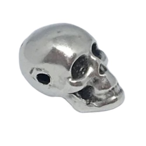 5 perles en métal argenté tête de mort 8 x 10 mm - zamac