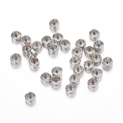 1000 perles à écraser de couleur argentée 2,5 mm - crimp beads