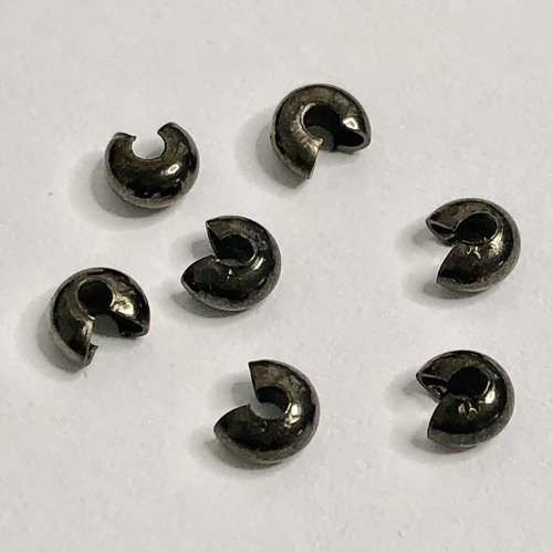 50 caches perles à écraser couleur noir - 3mm