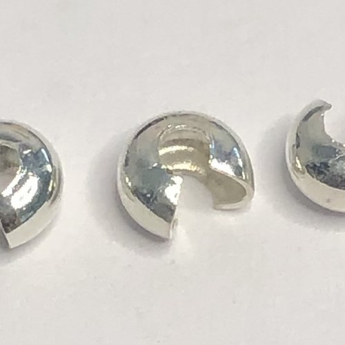 50 caches perles à écraser couleur argent - 3mm