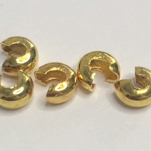 50 caches perles à écraser couleur dorée - 3mm