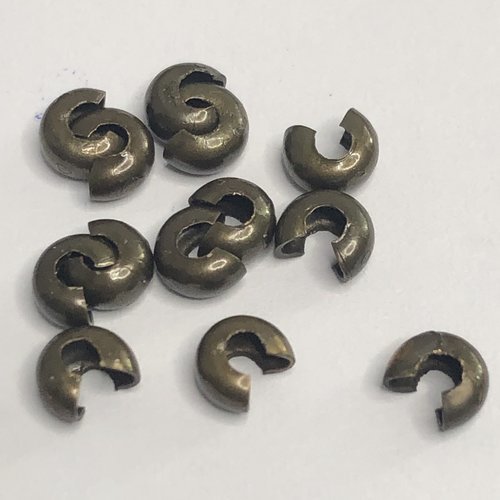 50 caches perles à écraser couleur bronze antique - 4 mm