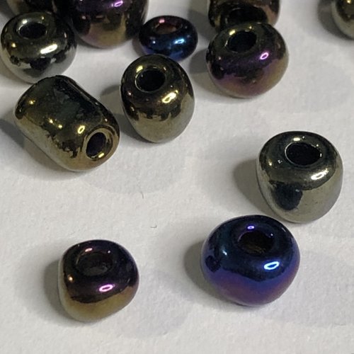 6/0 perles de rocailles 100g - effet métallique et irisé