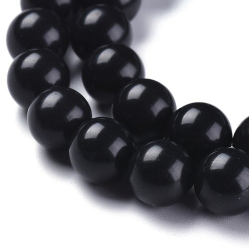 25 perles en pierre noire naturelle - 8 mm