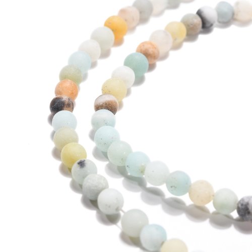 Perles rondes givrées amazonite (x40 perles) 4mm
