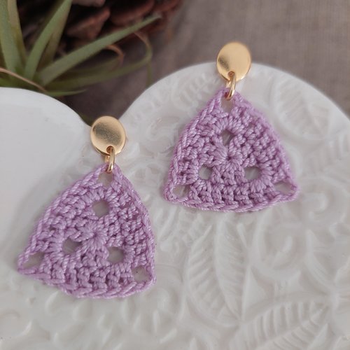 Boucles d'oreilles en crochet - granny triangle