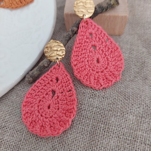 Boucles d'oreilles en crochet - goutte d'eau