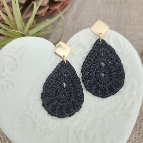 Boucles d'oreilles en crochet - goutte d'eau