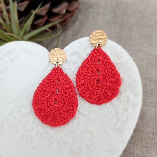 Boucles d'oreilles en crochet - goutte d'eau