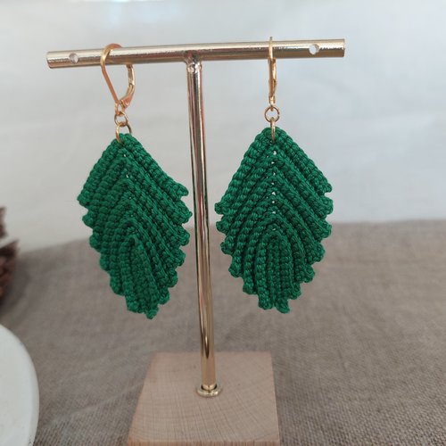 Boucles d'oreilles en crochet - feuillage
