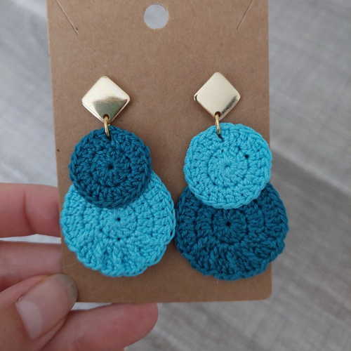 Boucles d'oreilles en crochet - céleste