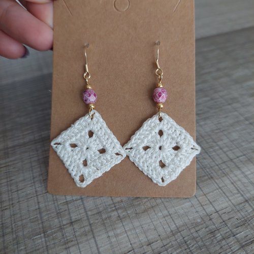 Boucles d'oreilles en crochet - granny