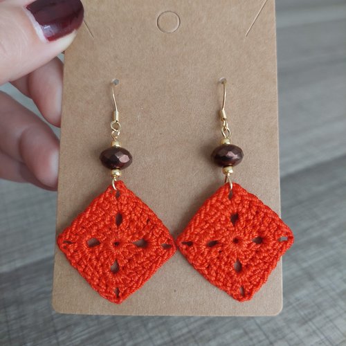 Boucles d'oreilles en crochet - granny