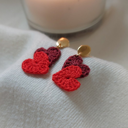 Boucles d'oreilles en crochet - heart to heart