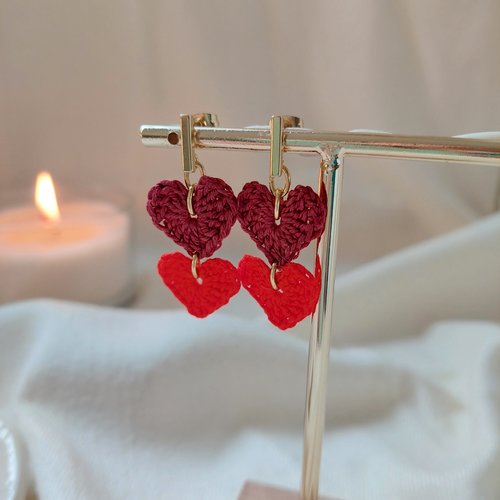 Boucles d'oreilles en crochet - hearts