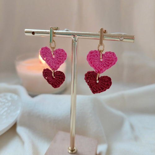 Boucles d'oreilles en crochet - hearts