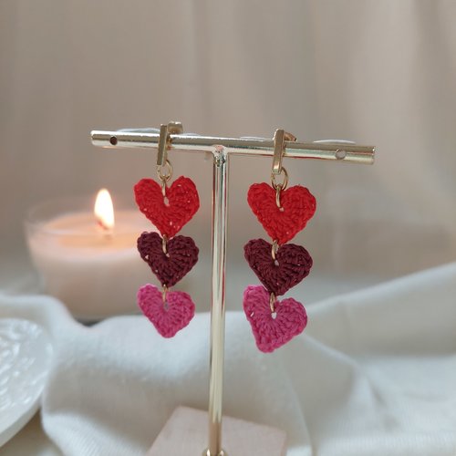 Boucles d'oreilles en crochet - h3arts