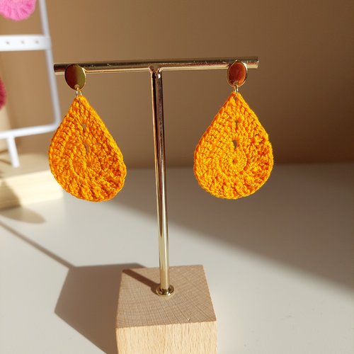 Boucles d'oreilles en crochet - goutte d'eau