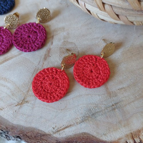 Boucles d'oreilles en crochet - full moon