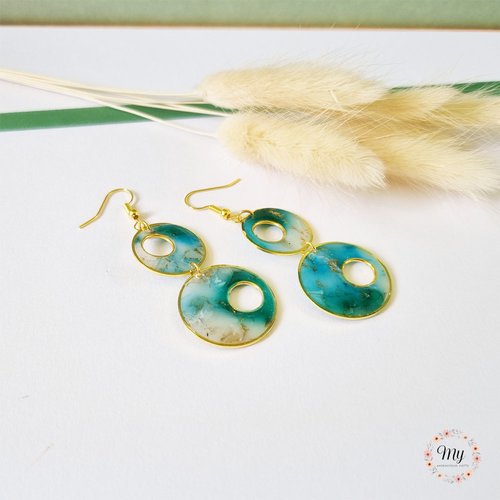 Boucles d'oreilles doubles green forest