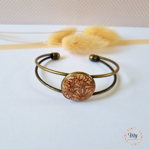 Bracelet "fleurs d'automne" beige