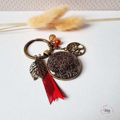 Bijou de sac "fleurs d'automne" chocolat