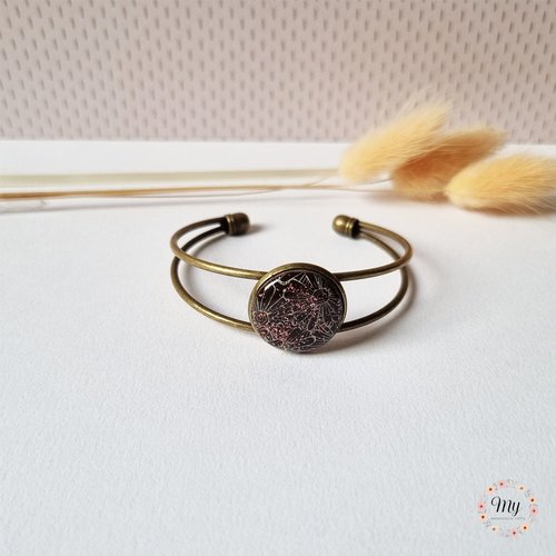 Bracelet "fleurs d'automne" marron chocolat