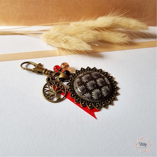 Bijou de sac "fleurs d'automne" marron