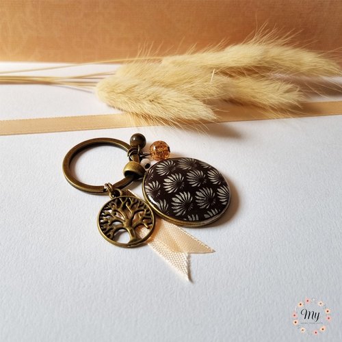 Bijou de sac "fleurs d'automne" marron