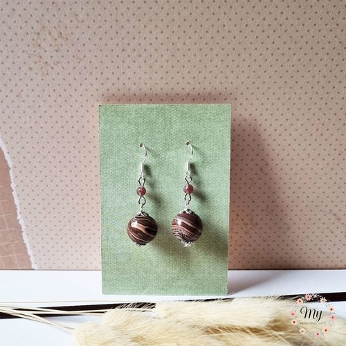 Boucles d'oreilles pendantes chocolat