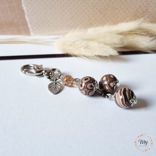 Bijou de sac 3 perles chocolat 3