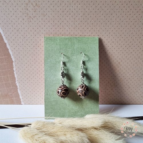 Boucles d'oreilles pendantes chocolat 3