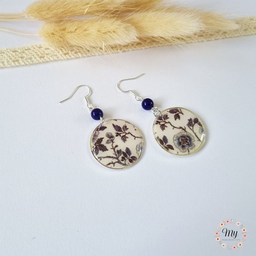 Boucles d'oreilles "fleurs bleues"3