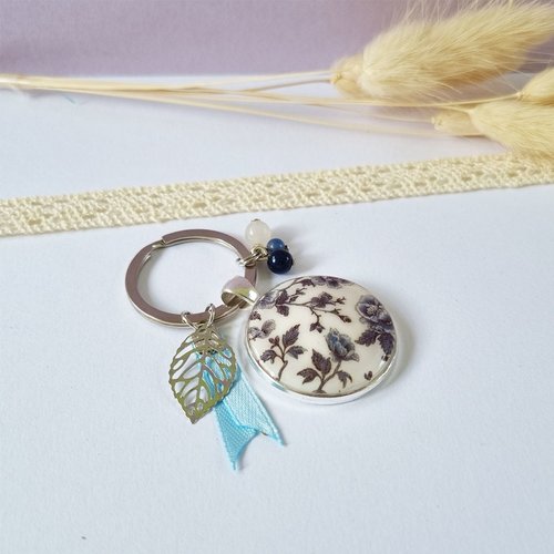 Bijou de sac "fleurs bleues"