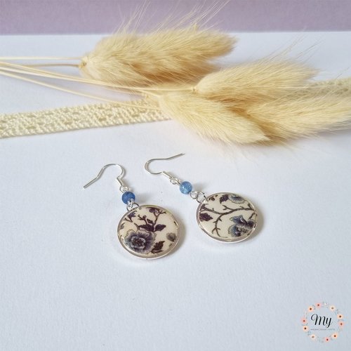 Boucles d'oreilles "fleurs bleues"2